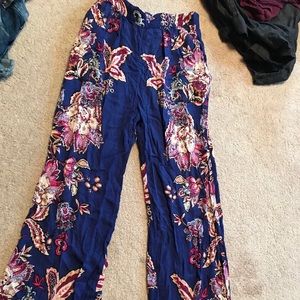 flower print loose fitting pants